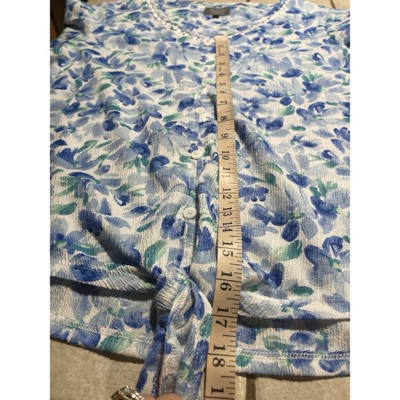 Berkley Jensen Womens Floral V-Neck Pullover Button-Down Blouse W Lace Trim Med - Picture 12 of 16